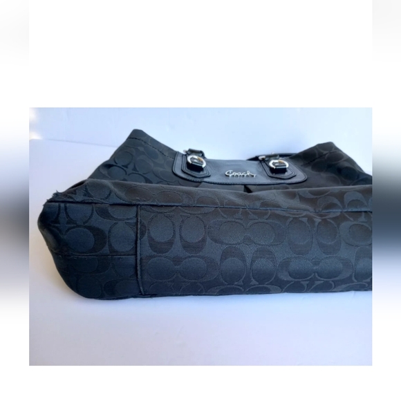 Coach Ashley Signature Carryall Shoulder Tote Bag Purse F15510 Black See… - Picture 12 of 16